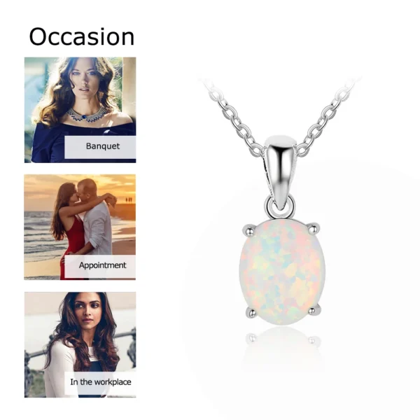 Women Milky Opal Pendants & Necklaces With Silver Color Jewelry Wedding Gifts High Quality (JewelOra NE101901) - Image 5