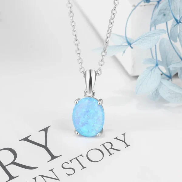 Women Milky Opal Pendants & Necklaces With Silver Color Jewelry Wedding Gifts High Quality (JewelOra NE101901) - Image 3