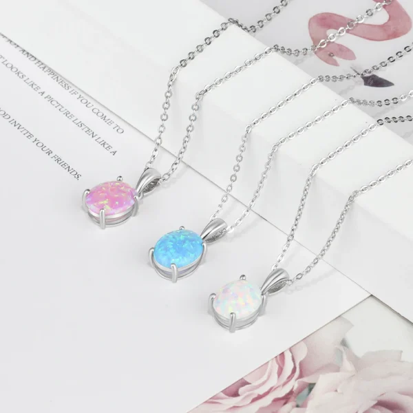 Women Milky Opal Pendants & Necklaces With Silver Color Jewelry Wedding Gifts High Quality (JewelOra NE101901) - Image 4
