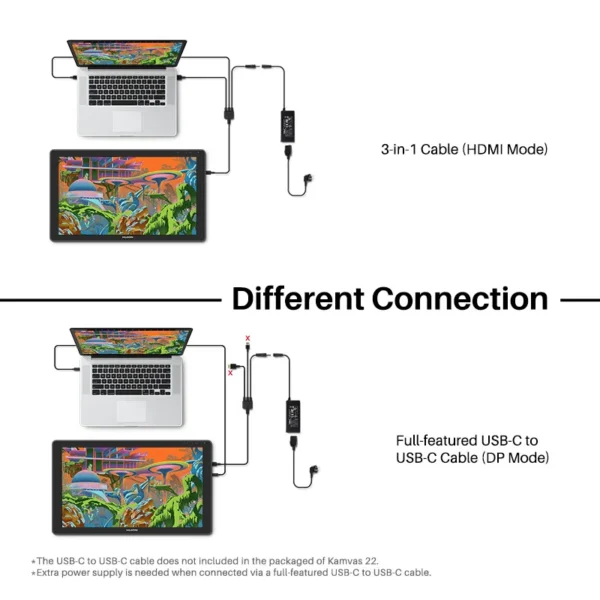 HUION Kamvas 22 Graphic Tablet 21.5 inch Pen Tablet Monitor Screen 120%s RGB Pen Display Anti-glare Support Windows/mac/Android - Image 4
