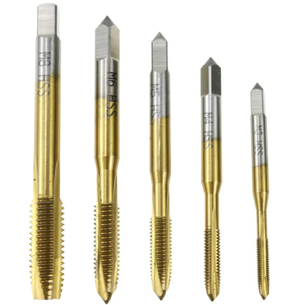 5Pcs Titanium Coating HSS Hand Tool M3 M4 M5 M6 M8Straight Fluted Screw Thread Hand Tap Drill Milling Cutter For Engrave