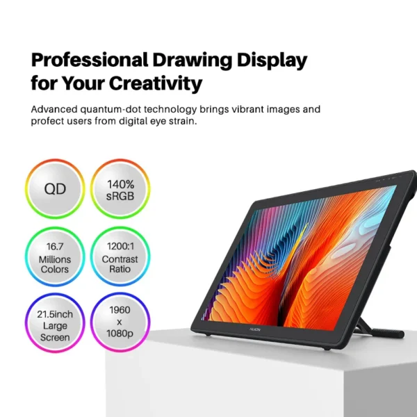 21.5 Inch Huion Graphics Tablet Monitor Kamvas 22 Plus 140%sRGB Drawing Tablet Support Linux MacOS Laotop Android USB3.1 DP1.2 - Image 4