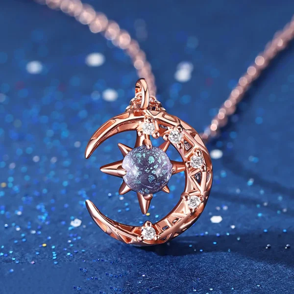 Women Star Moon Pendant Necklace Rose Golden Collarbone Star Chain Female Luxurious Crystals Jewelry Minimalist Necklace