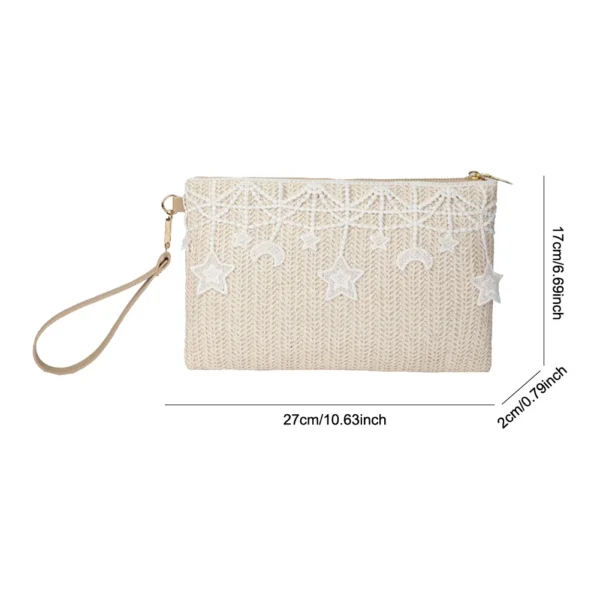 Straw Clutch Purse Zipper Straw Handbag Summer Beach Bag Wristlet Wallets for Women Summer Vacation - Image 6