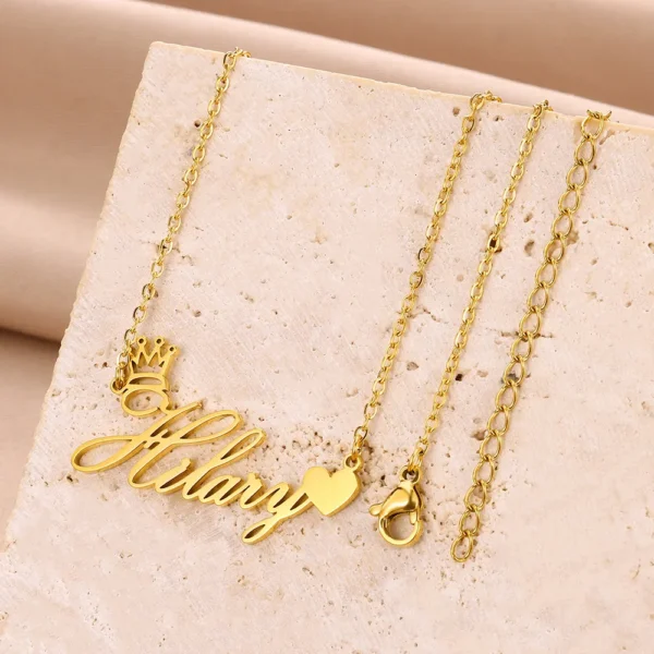 Custom Crown Name Necklace Women's Jewelry Personalized Cute Heart Nameplate Pendant Necklace Best Friends Gifts - Image 3