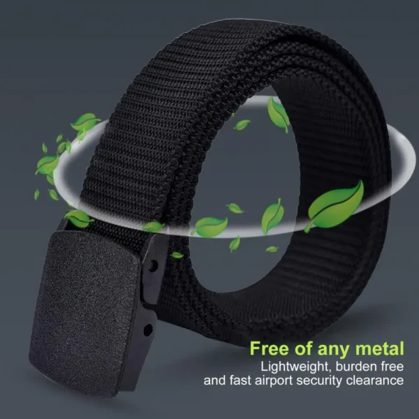Men Work Belt Non metal Travel Belt Adjustable Men's Nylon Belt with Holeless Design Metal free for Jeans for Costume - Image 2
