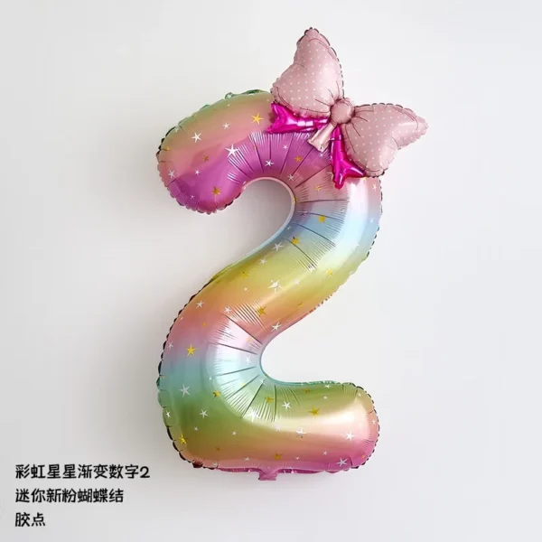 40 inch Dreamy Galaxy Gradient Number Mini Bow Sparkle Glitter Cake Topper Birthday Party Decor Baby Shower Wedding Photo Prop - Image 3