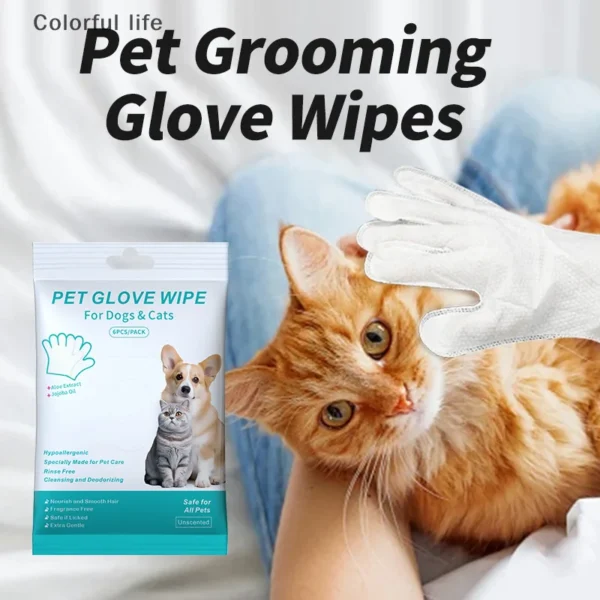 Daily Care Cat Dog Disposable Glove Pet Wash Free Glove No Rinse Washing Gloves Deodorizing Dry Cleaning Wet Towels Pet Supplies
