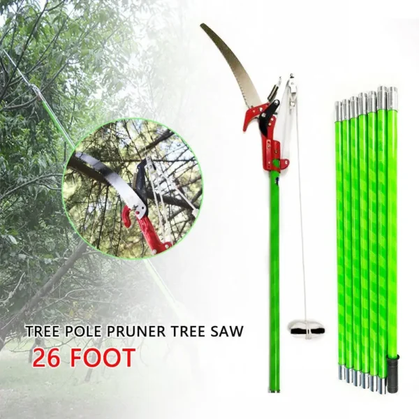 26ft Extendable Tree Pruner Garden Tool Pole Saw Branch Long Reach Limb Cutter