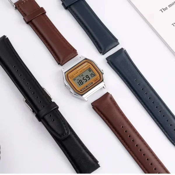 For Casio Retro Small Square A159W-N1 A158WA A168 A159 AE1200 AQ230 700 Business Watch Strap 18mm Genuine Leather Watch Strap - Image 4