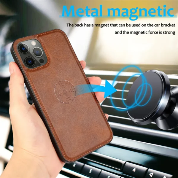 Business Magnetic Leather Protect Cover For iPhone 11 12 13 14 15 16 Pro Max Mini XR XS 8 7 Plus SE 2020 Stand Flip Wallet Case - Image 2