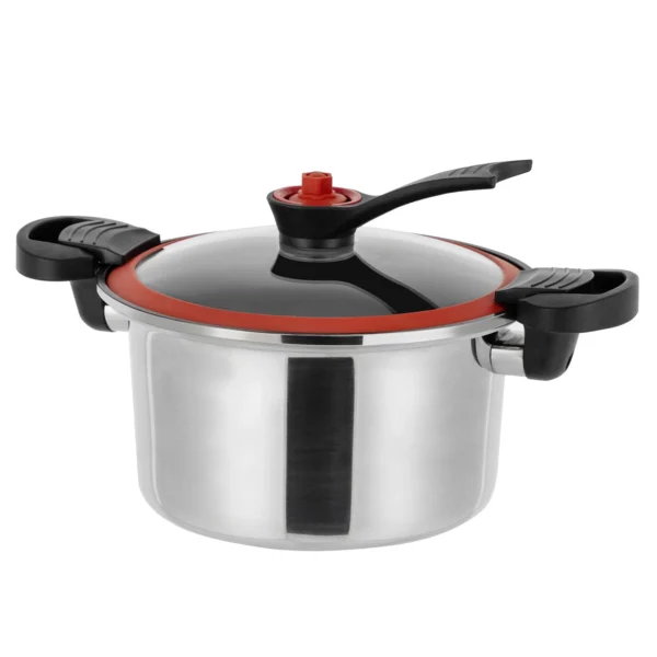 Silver Stainless Steel Micro Pressure Cooker with Non-Stick Coating, Ideal for Quick Meals and High-Pressure Cooking - Image 4
