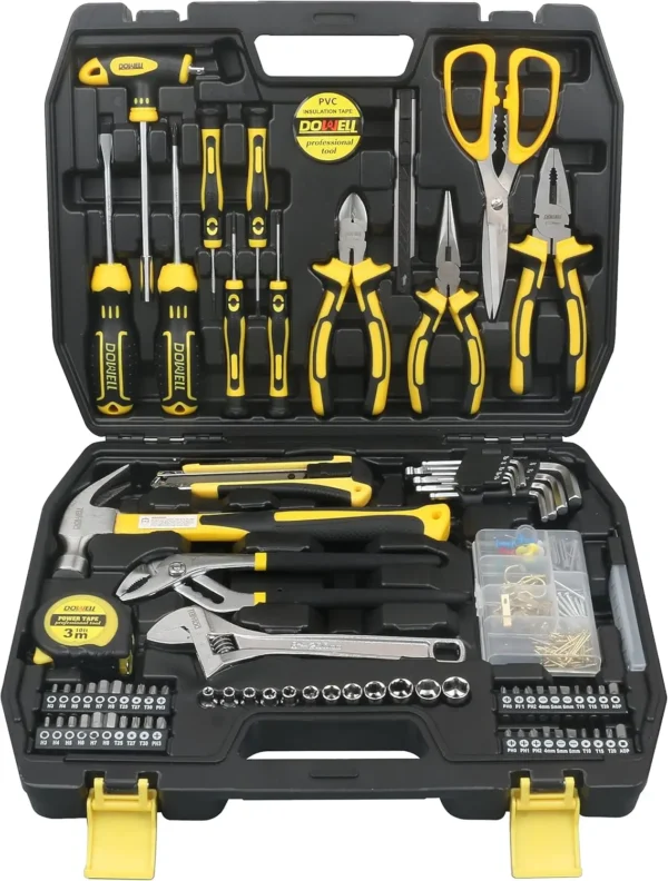 Tool Kit Household Tool Set 185-Piece General Hand Tool Kit with Toolbox Storage Case for Father‘s Day Gifts