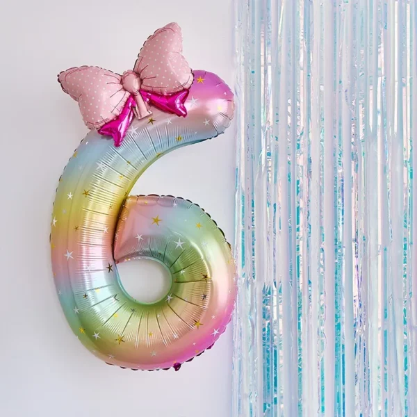 40 inch Dreamy Galaxy Gradient Number Mini Bow Sparkle Glitter Cake Topper Birthday Party Decor Baby Shower Wedding Photo Prop - Image 5