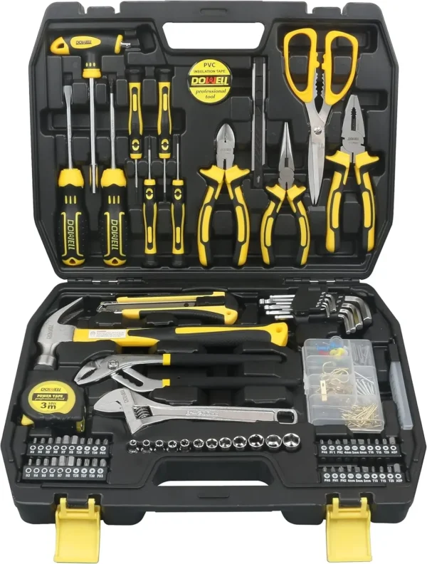 Tool Kit Household Tool Set 185-Piece General Hand Tool Kit with Toolbox Storage Case for Father‘s Day Gifts