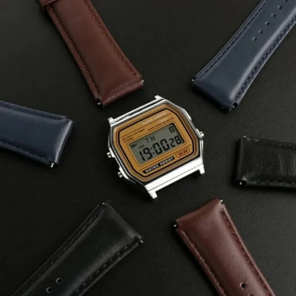 For Casio Retro Small Square A159W-N1 A158WA A168 A159 AE1200 AQ230 700 Business Watch Strap 18mm Genuine Leather Watch Strap