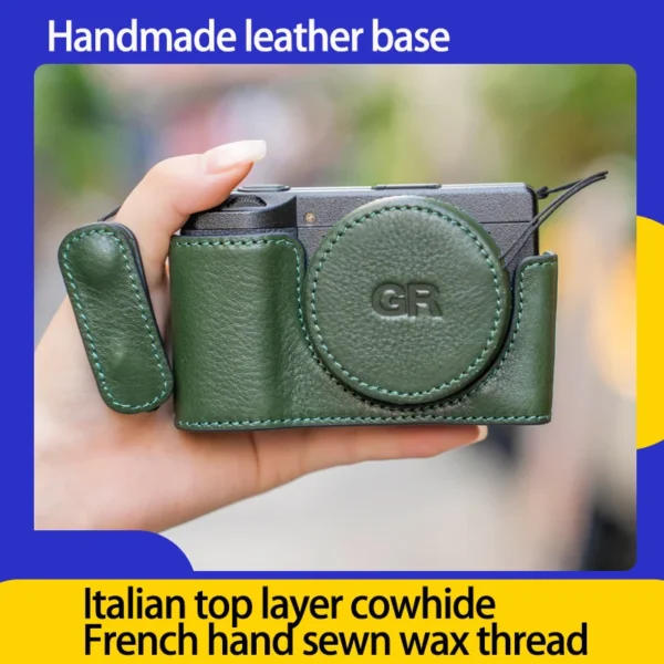 For Ricoh Gr3x handmade Protective Case Gr3 Half Leather Wrist Strap Lens Cover Grip Leather Case