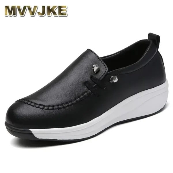 2025 Women Flats Comfortable Loafers Shoes Woman Breathable Leather Sneakers Women Fashion Black Soft Casual Shoes