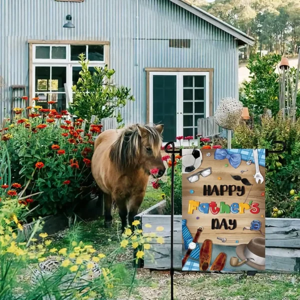 Retro Happy Fathers Day Garden Flag,Father’s Day Garden Flag for Family Dad Daddy Papa Grandpa Best Parent Grandparent Small KKL - Image 3
