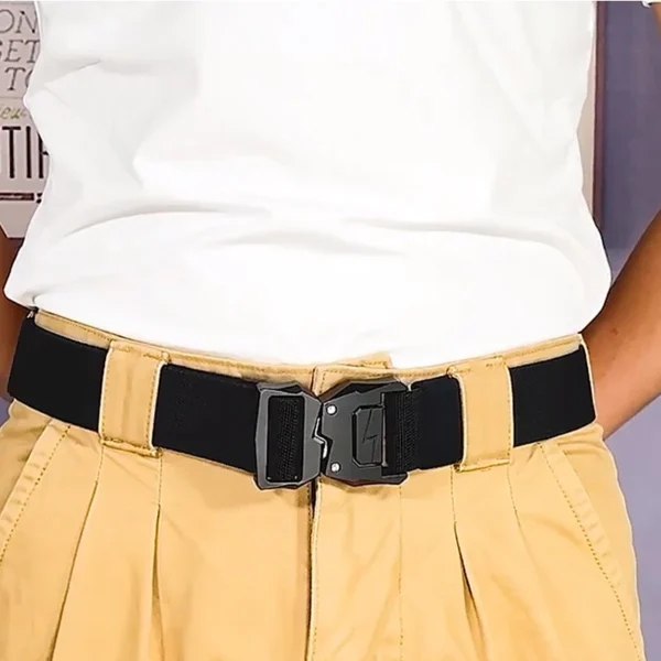 VATLTY 110cm Elastic Belt for Men Zinc Alloy Quick Release Buckle Outdoor Casual Belt Stretch Work Belt Tactical Male Girdle - Image 3