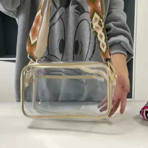 Women Crossbody Bag Fashion PVC Transparent Ladies Tote Bags Clear Purse Simple Casual Portable Guitar Strap Stadium Approved - Image 2