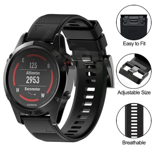 For Garmin Fenix 7X 7 7S 6 6S 6X Pro 5X 5 5S Plus Smart Watch Strap Silicone Band Epix 2 Quick Release 26mm 22mm 20mm Correa - Image 2