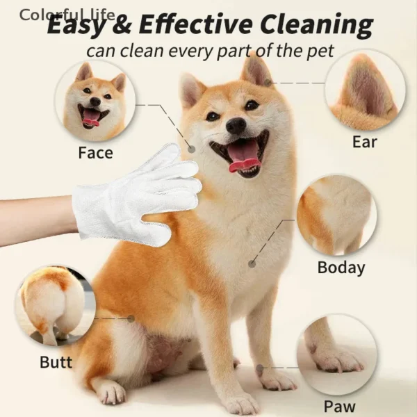 Daily Care Cat Dog Disposable Glove Pet Wash Free Glove No Rinse Washing Gloves Deodorizing Dry Cleaning Wet Towels Pet Supplies - Image 2
