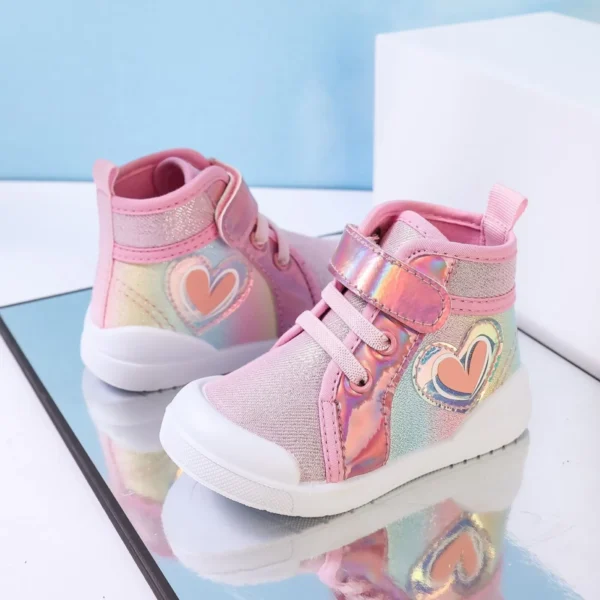 Youth Girl Tennis Shoes Children'S Canvas Shoes High Top Spring And Autumn Cute Girl Shoes Bright School Shoes For Girls Size 2