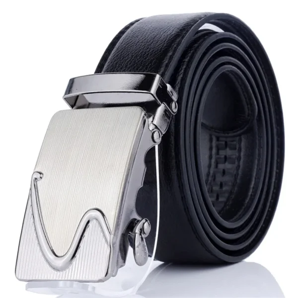 New Men's Automatic Buckle Belts PU Leather No Buckle Waist Belts Gold Silver Men Alloy Casual Strap Jeans Belt Waistband 120cm - Image 2