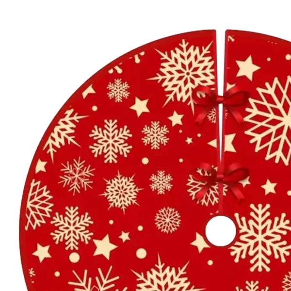 35.4inch Xmas Tree Bottom Decor Mat Snowflake Pattern Red Xmas Tree Mat Printed Christmas Tree Decoration Home Party Supplies - Image 6