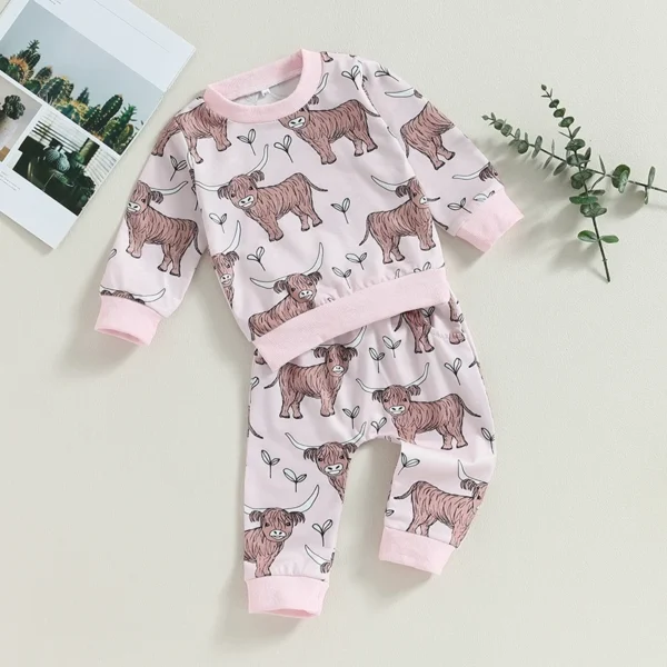 Citgeett Autumn Toddler Baby Girls Clothes Cow Print Long Sleeve Sweatshirt and Casual Pants Set Outfit Suit - Image 4
