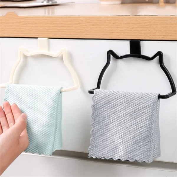Cute Cat Kitchen Cabinet Hook Towel Storage Rack Bathroom Accessories Storage Hanger Door Back Hanging Organization Hooks