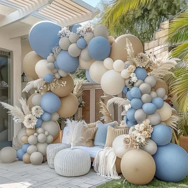 85pcs Blue and White Balloon Arch Kit,Dusty Blue Sand White Matte Balloons for Kids Boy Baby Shower Holiday Wedding Decor