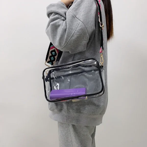 Women Crossbody Bag Fashion PVC Transparent Ladies Tote Bags Clear Purse Simple Casual Portable Guitar Strap Stadium Approved - Image 3