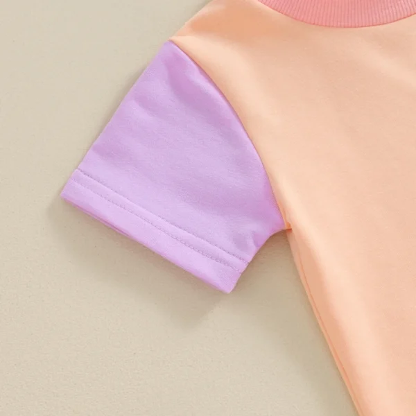Citgeett Summer Toddler Girls Boys Shorts Sets Short Sleeve Contrast Color Tops and Drawstring Shorts Clothes Sets - Image 6