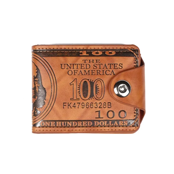 Men's Leather Walet Photo Card HolderFashion Large Capacity Wallet Purse Bag Wallets With 100 US Dollar PatternWallet Male - Image 6