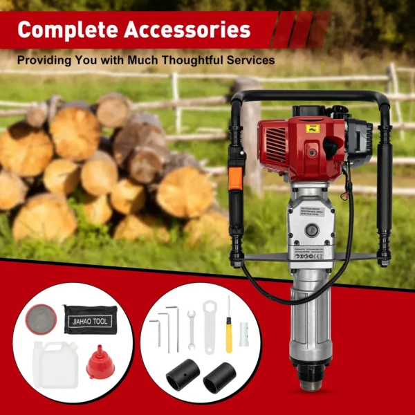 52cc Pile Driver 1900W Gasoline Two-stroke Post Driver Petrol Garden Fencing Tool Machine 55-70mm Sleeve - Image 2