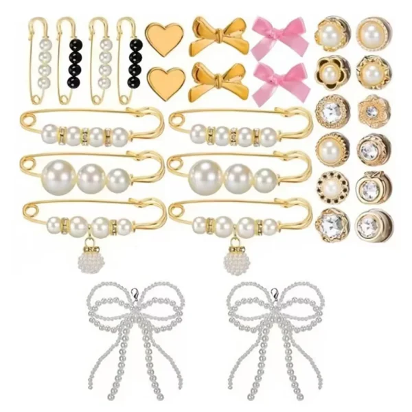 30 Pcs Shoe Lace Charms Contain Bows/Clips/Pins/Jewelry Shoe Decoration Charms and Shoe Jewelry Junk Socks Charms Pins for Women