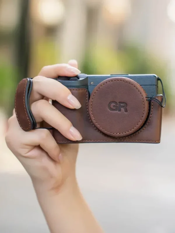 For Ricoh Gr3x handmade Protective Case Gr3 Half Leather Wrist Strap Lens Cover Grip Leather Case - Image 5