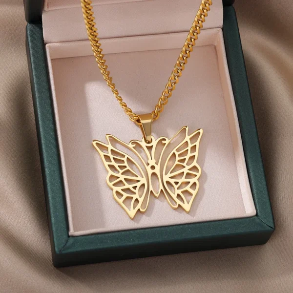 Stainless Steel Butterfly Pendants Necklaces for Women Goth Fashion Gold Color Choker Necklace Aesthetic Wedding Jewelry Gift - Image 3
