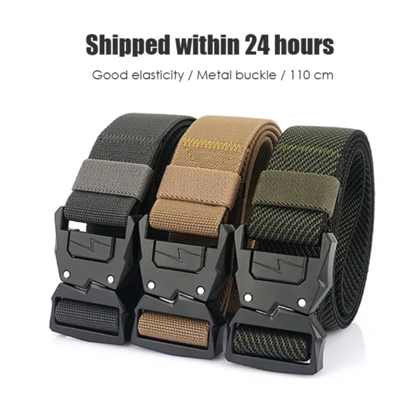 VATLTY 110cm Elastic Belt for Men Zinc Alloy Quick Release Buckle Outdoor Casual Belt Stretch Work Belt Tactical Male Girdle - Image 2