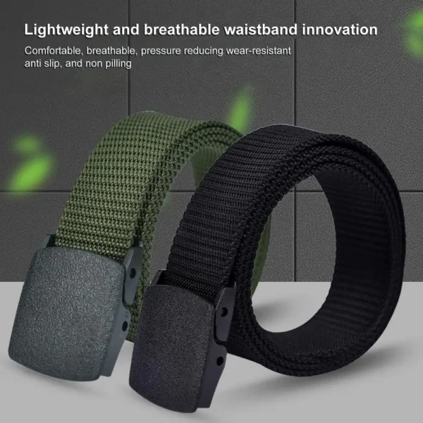 Men Work Belt Non metal Travel Belt Adjustable Men's Nylon Belt with Holeless Design Metal free for Jeans for Costume