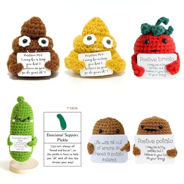 New Positive Energy Potato Hug Pocket Mini Handmade Plush Wool Knitting Doll with Card Funny Christmas Gift Home Room Decoration - Image 3