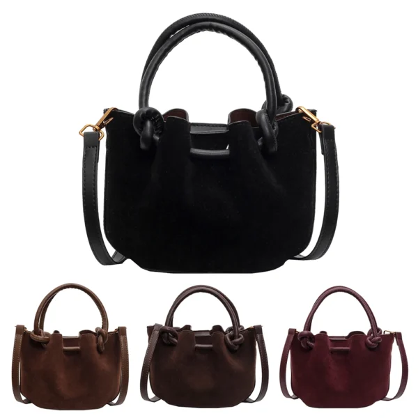 Women Retro Top Handle Bag PU Leather Lady Handbags Purses Fashion Versatile Bucket Bag Single Shoulder Bucket Bag Sling Bag