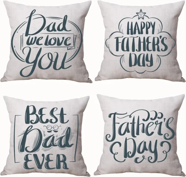 Nw Father'S Day Pillow Cover,Set Of 4 Happy Father’S Day Best Dad Ever Decorative Throw Pillow Cover Case Cushion Home Bed Sofa