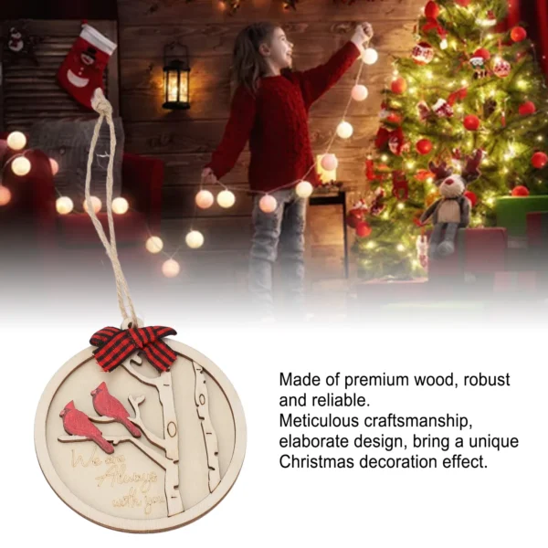 10Pcs Handmade Memorial Ornament Wooden Red Cardinal Ornament Hanging Memorial Christmas Decoration for Festival Gift