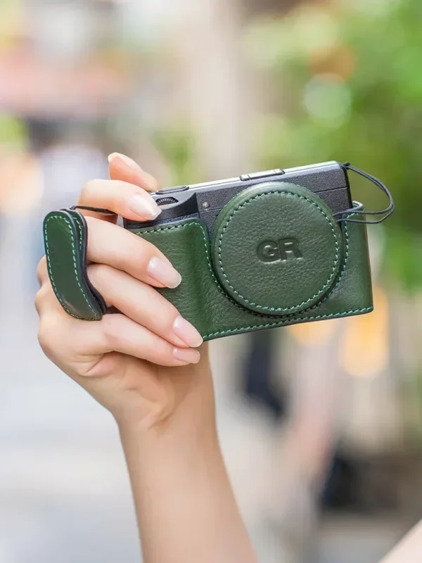 For Ricoh Gr3x handmade Protective Case Gr3 Half Leather Wrist Strap Lens Cover Grip Leather Case - Image 3