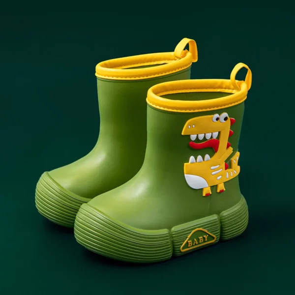 Children'S Rain Shoes Boys And Girls Water Shoes Baby Rain Boots Water Boots Dinosaur Cartoon Print Sugar Boots Toddler - Image 3