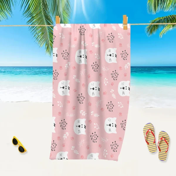 Kawaii Cat Pattern Towel Luxury Bathroom Hand Towels Cotton and Microfiber Back Personalized Gift Towel - Image 5