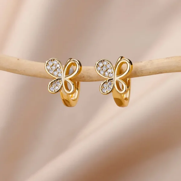 Fashion Rabbit Crystal Hoop Earrings For Women Zircon Leopard Head Owl Elephant Butterfly Earring Animal Jewelry Wedding Gift - Image 3